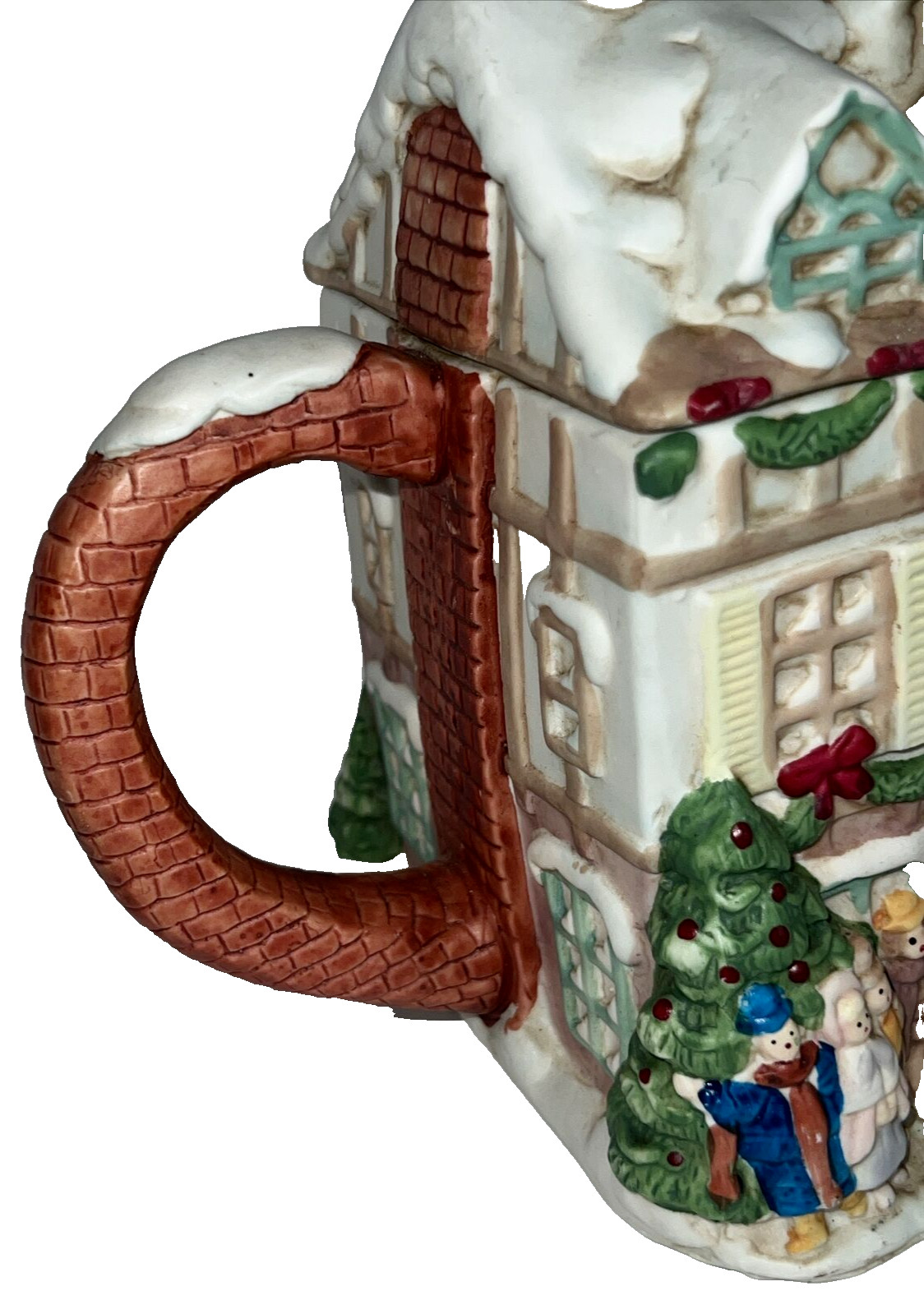 Tea Pot Christmas Village Antique Store with Carolers Décor 4.5″ H Vintage