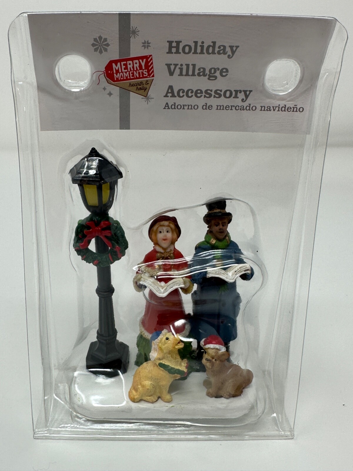 MERRY MOMENTS SINGING CAROLERS LAMPOST DOGS CHRISTMAS VILLAGE ACC. FIGURINE NEW