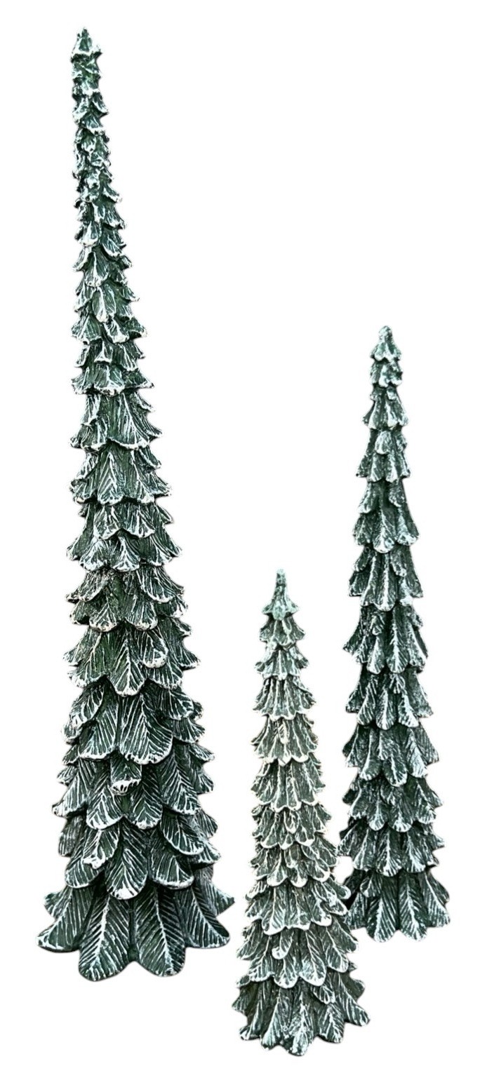 Department 56 Pencil Pine Tree Set of 3 Christmas Village Accessory