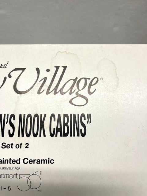 Department 56 Snow Village “Fisherman’s Nook Cabins” Set/ 2 Trout & Bass Cabins