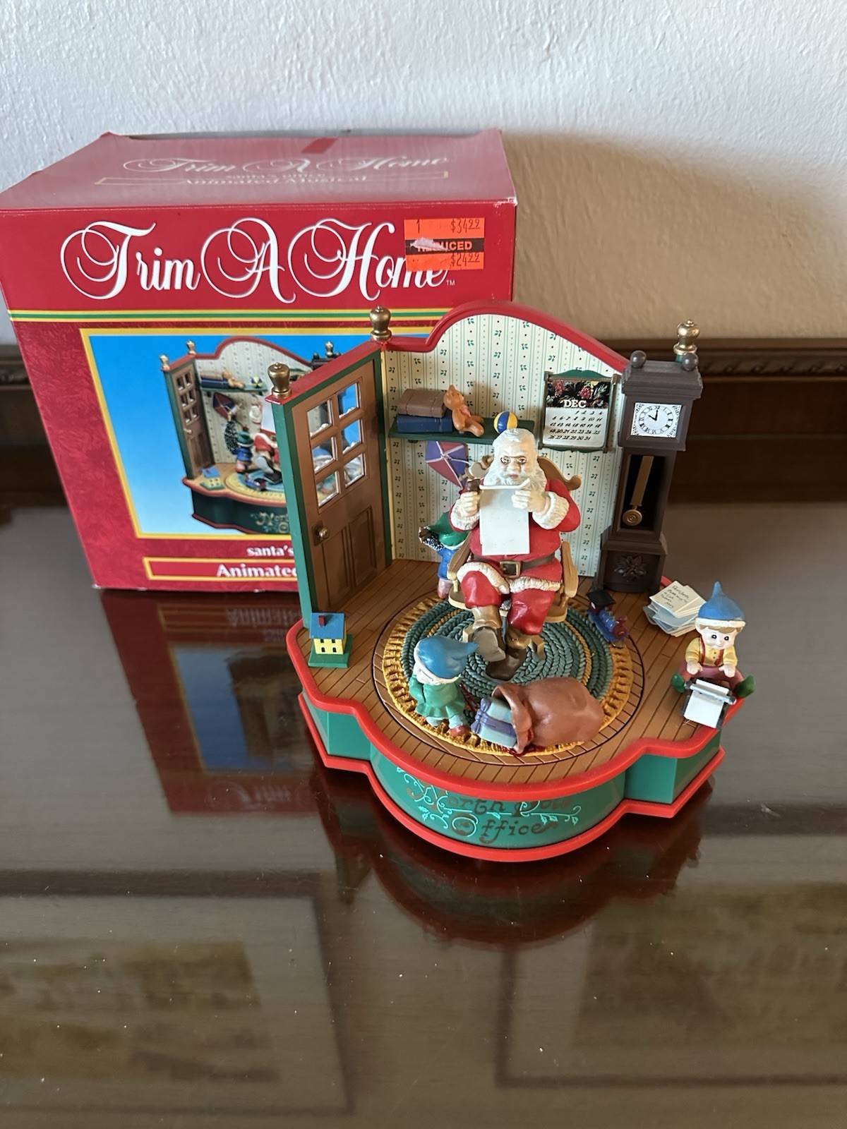Vintage Christmas Trim A Home Santa’s Office Animated Music Box Working