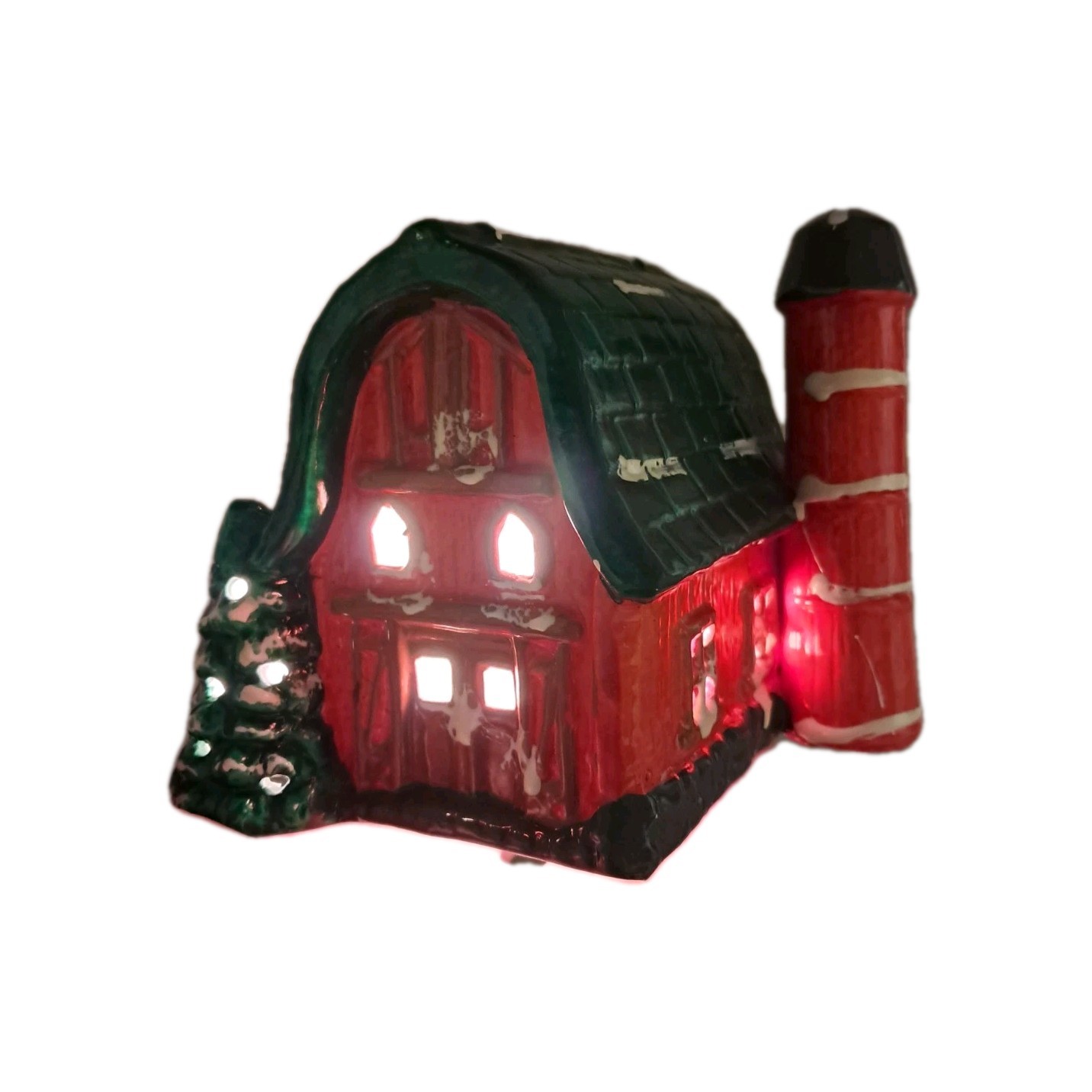 Vtg Christmas Red Barn Light Pacific Rim 6654 Electrified 4.5” Village Z300