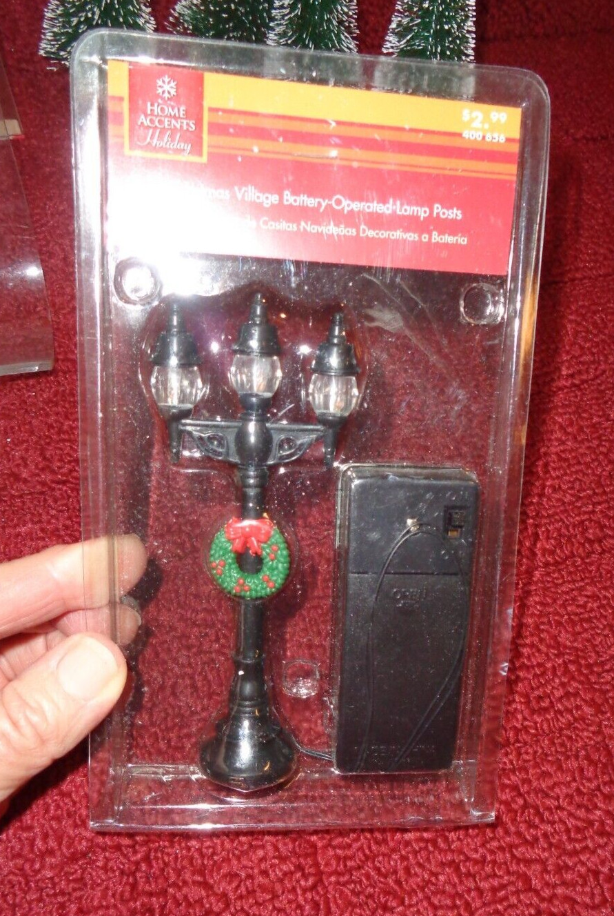 HOME ACCENTS HOLIDAY “CHRISTMAS VILLAGE BATTERY-OPERATED LAMP POSTS” HOME DEPOT