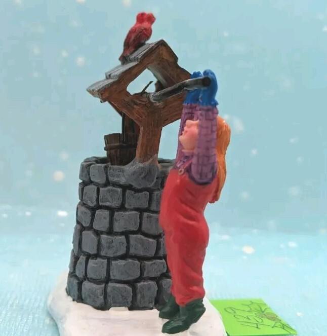 Lemax adorable girl wishing well birds Christmas Village Figurine LOOSE INV439