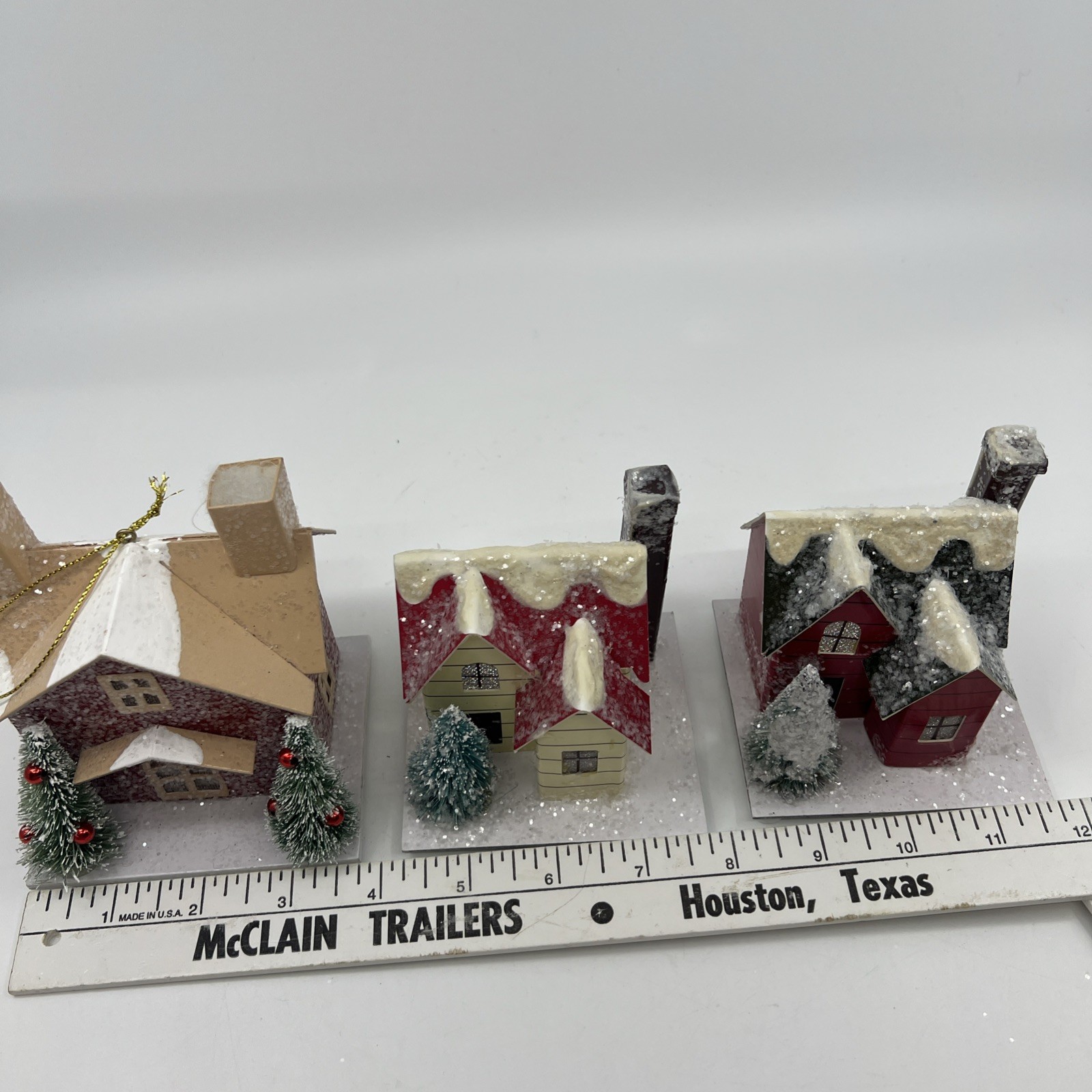3 LED Paper Glitter House Red Christmas Village 2 2013 Target & 1 Jo-Ann Working