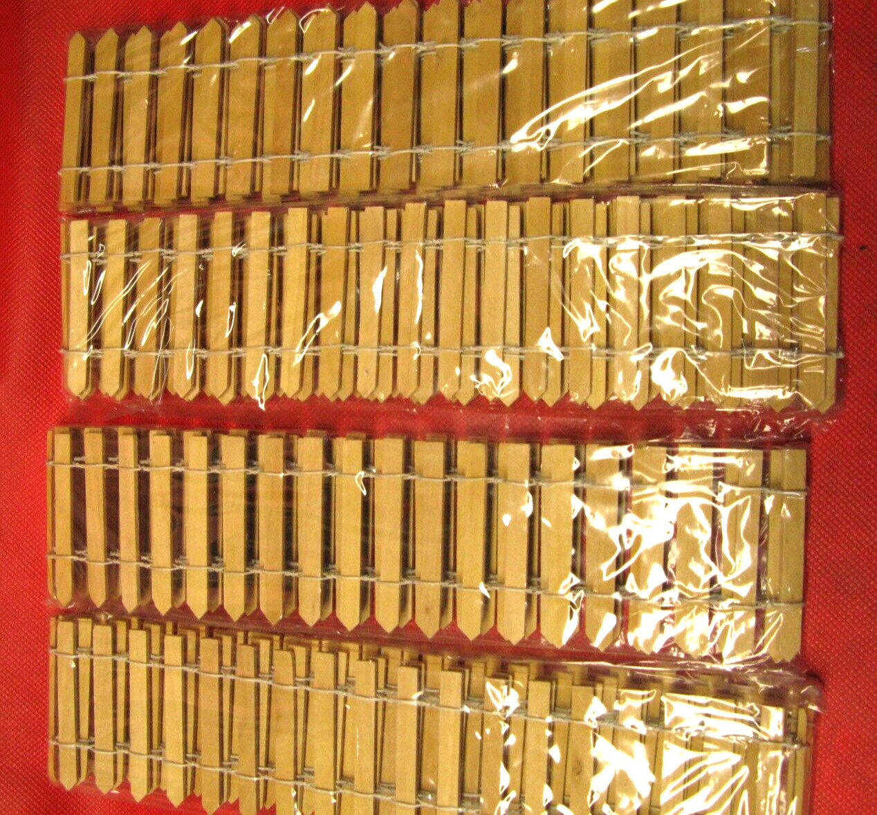 12 FEET DEPT 56 BROWN WOODEN FENCE 4 PACKAGES-NEW