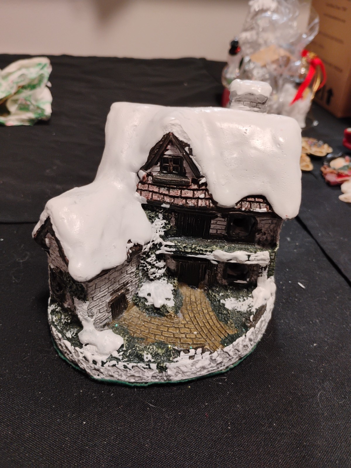 Hand Painted Cottage Charmers Lighted Snow House, Vintage Handcrafted Porcelain