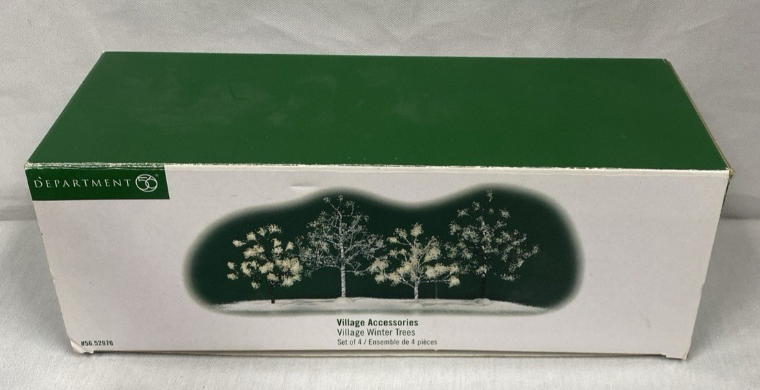 Vtg. Department 56 2001 Village Winter Trees Set of 3 W/ Box Christmas 5652976