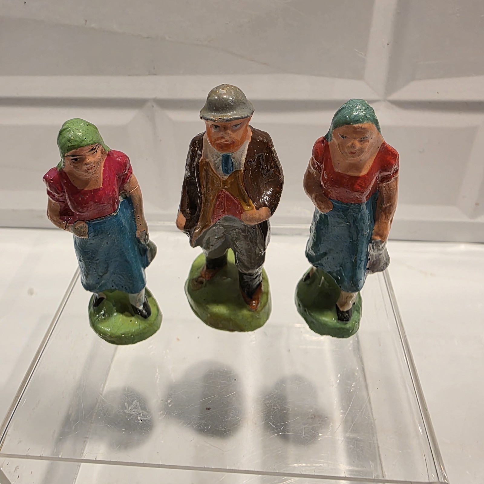 Antique German Composition Putz Village Figurines 2-3″ Lot of 12