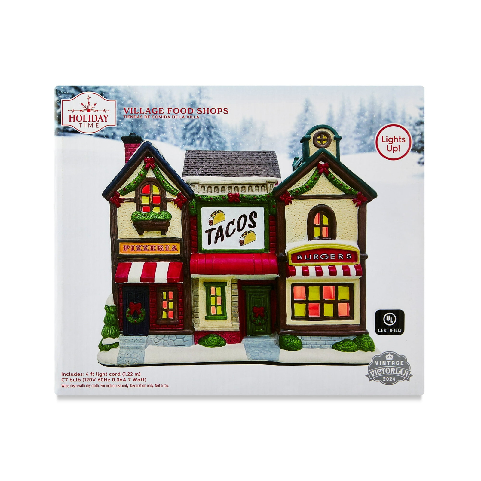 Holiday Time 2024 Village Food Shops Vintage Victorian 50308 Pizza Tacos Burgers