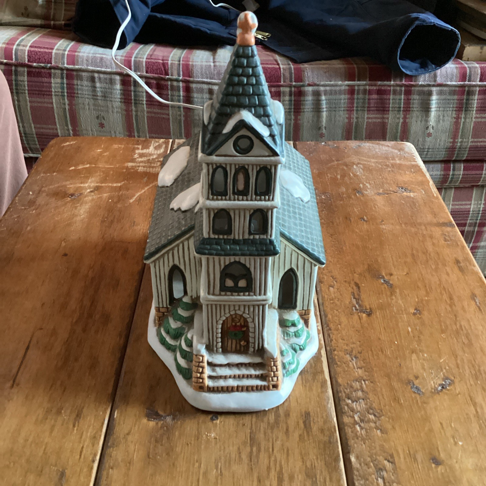 Vintage Lefton Colonial Christmas Village Church Lighted 1989 #07333 Byron Wood