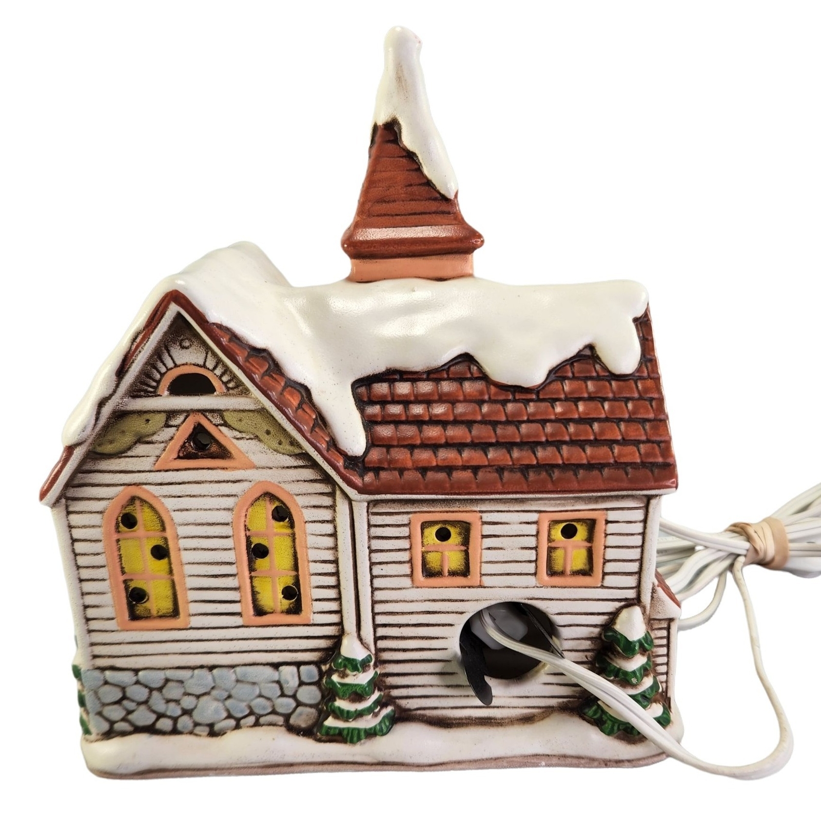 Geo Lefton Lighted Church Colonial Village Byron Wood Christmas 1987 Vintage