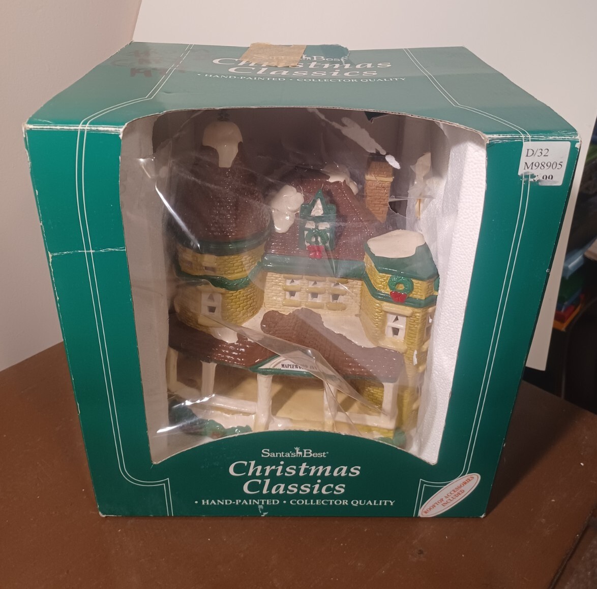 CHIPPED Santa’s Best Christmas Classics Thailand Hand Painted House w/ Box 1994