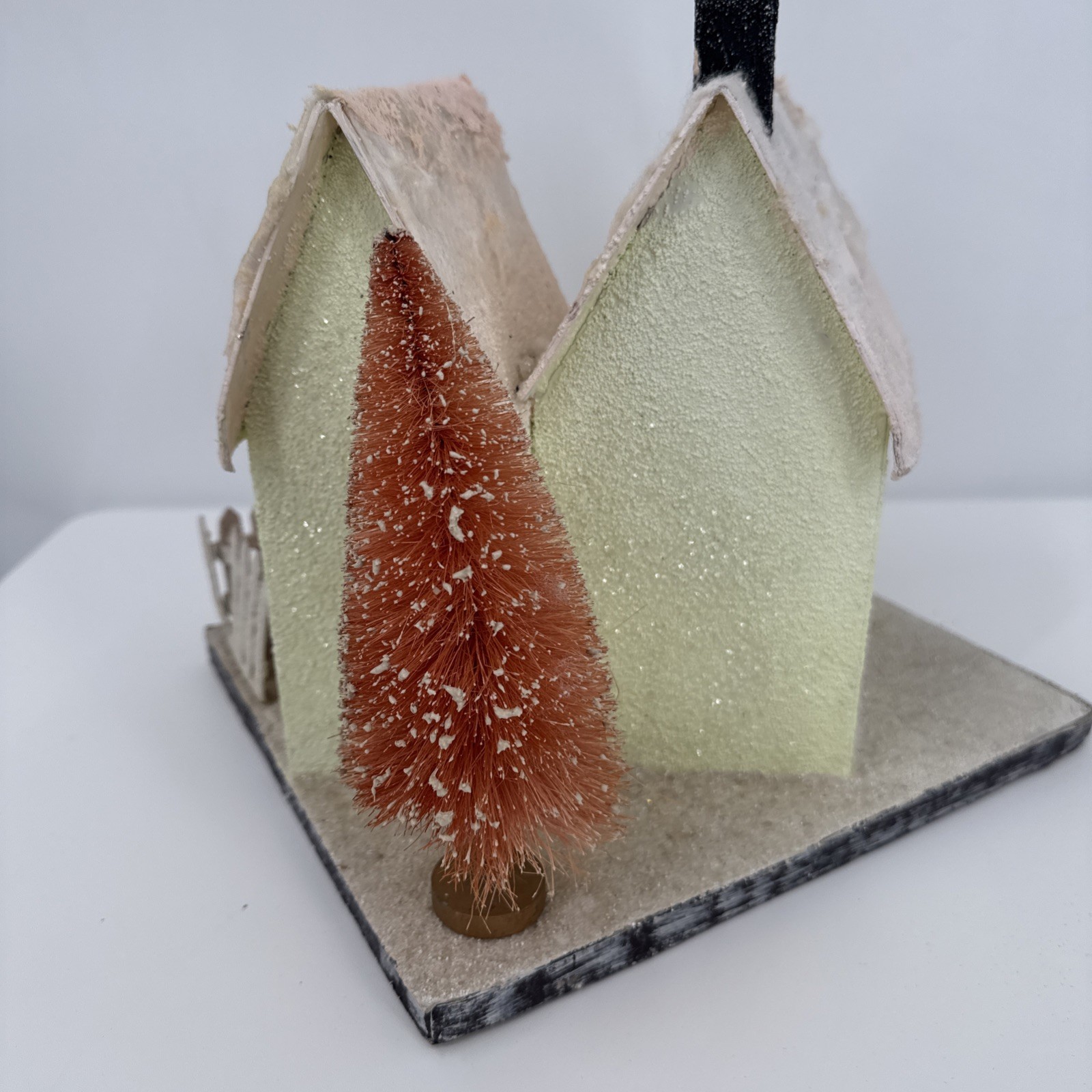 Vintage Christmas Cardboard Glitter House