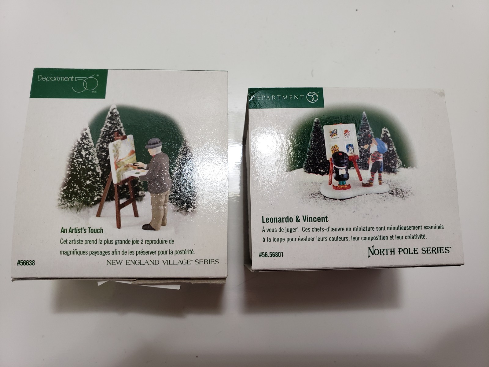 Dept 56 Leonardo and Vincent # 56801 & An Artists Touch #56638 W Boxes Clean!