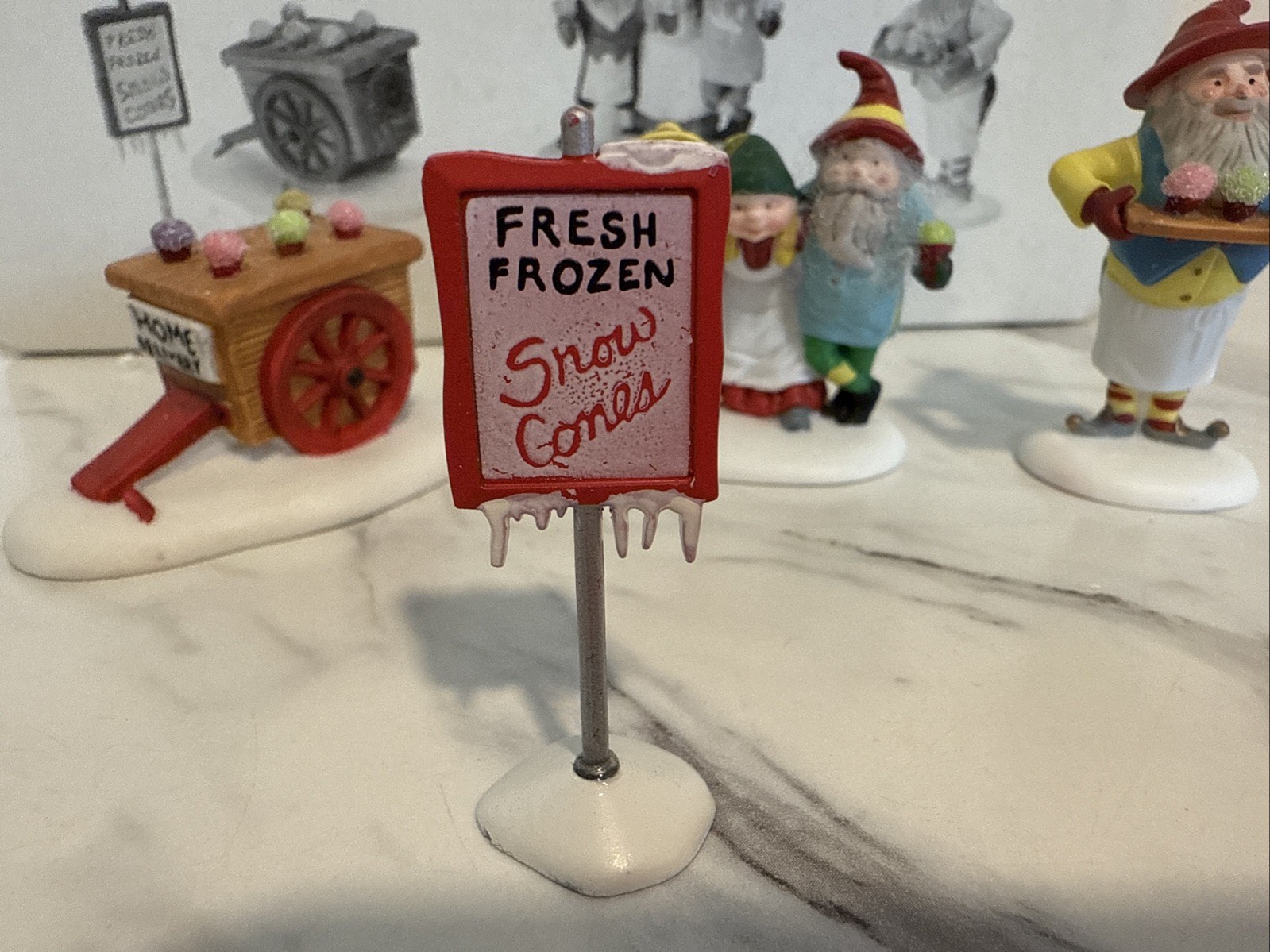 Dept 56 North Pole Series Accessory Snow Cone Elves 4pc Christmas Set #56375