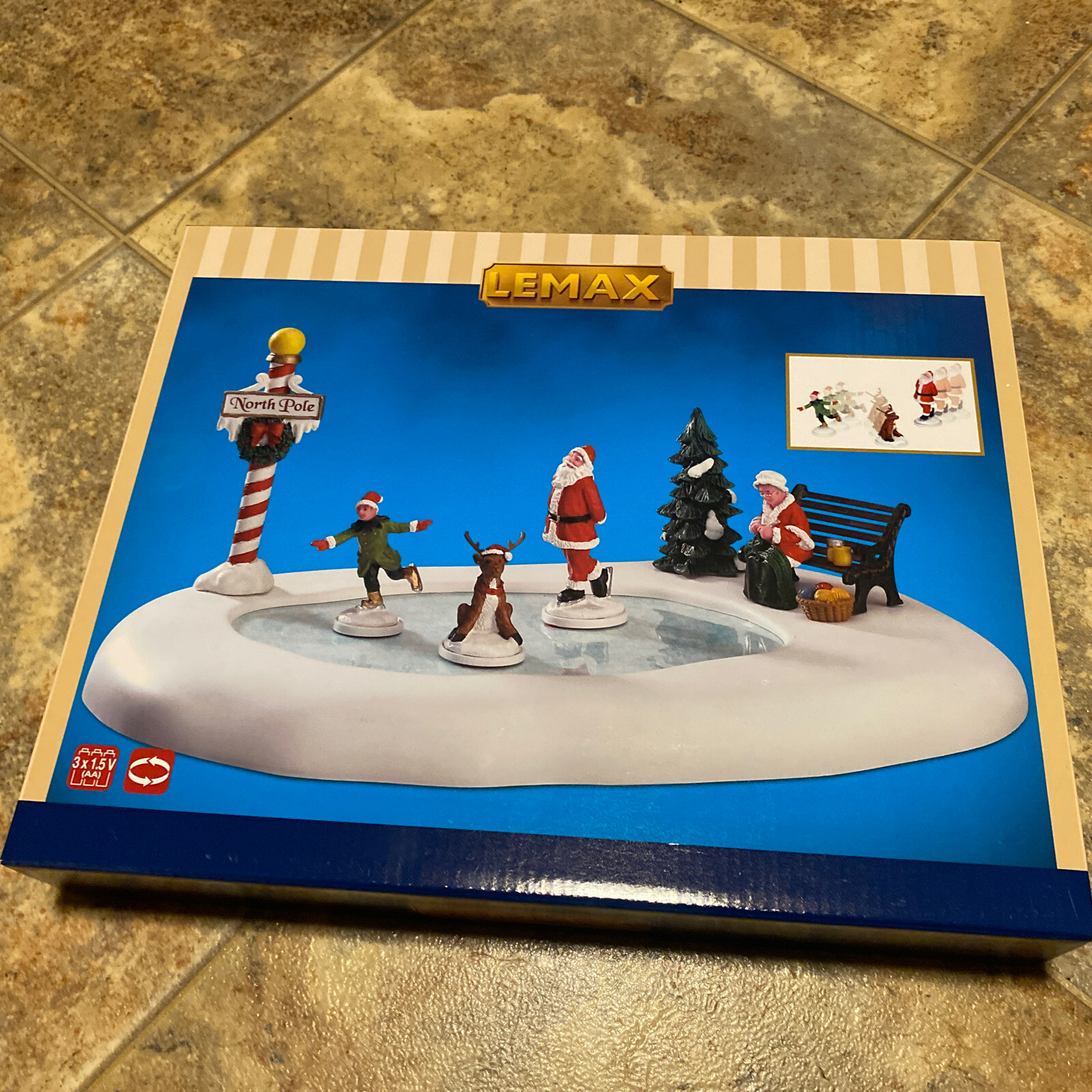 Lemax North Pole Ice Follies Animated Skating Pond -Holiday Village/Train