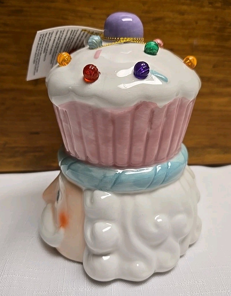 LIGHTED SANTA CUPCAKE Ceramic Hobby Lobby 4 x 4 x 5 inch Christmas