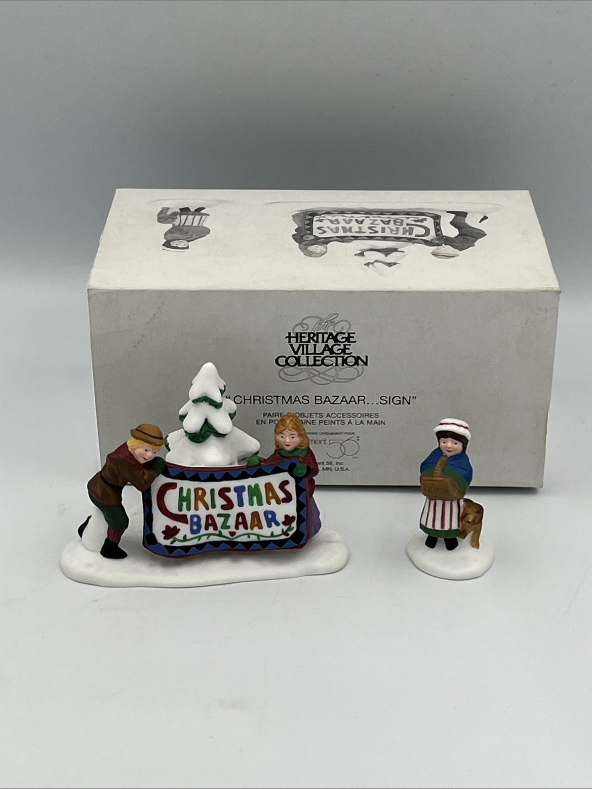 Dept. 56 #56598 “CHRISTMAS BAZAAR…SIGN” Set Of 2 IN BOX HERITAGE VILLAGE