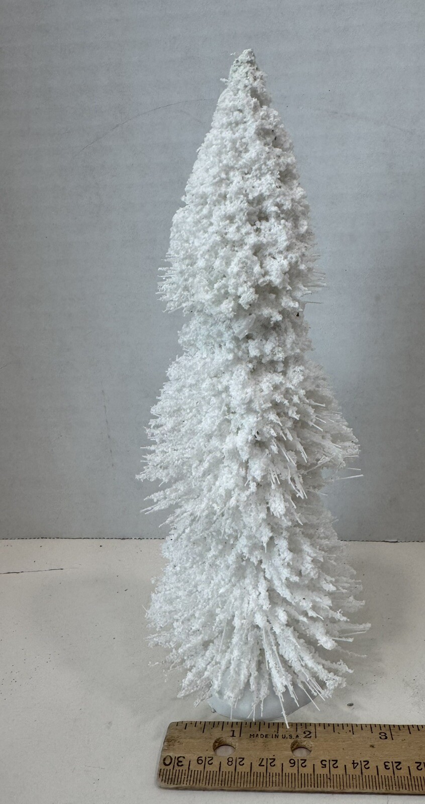 8.5″ White Flocked Bottle Brush Tree Christmas, Snow Base
