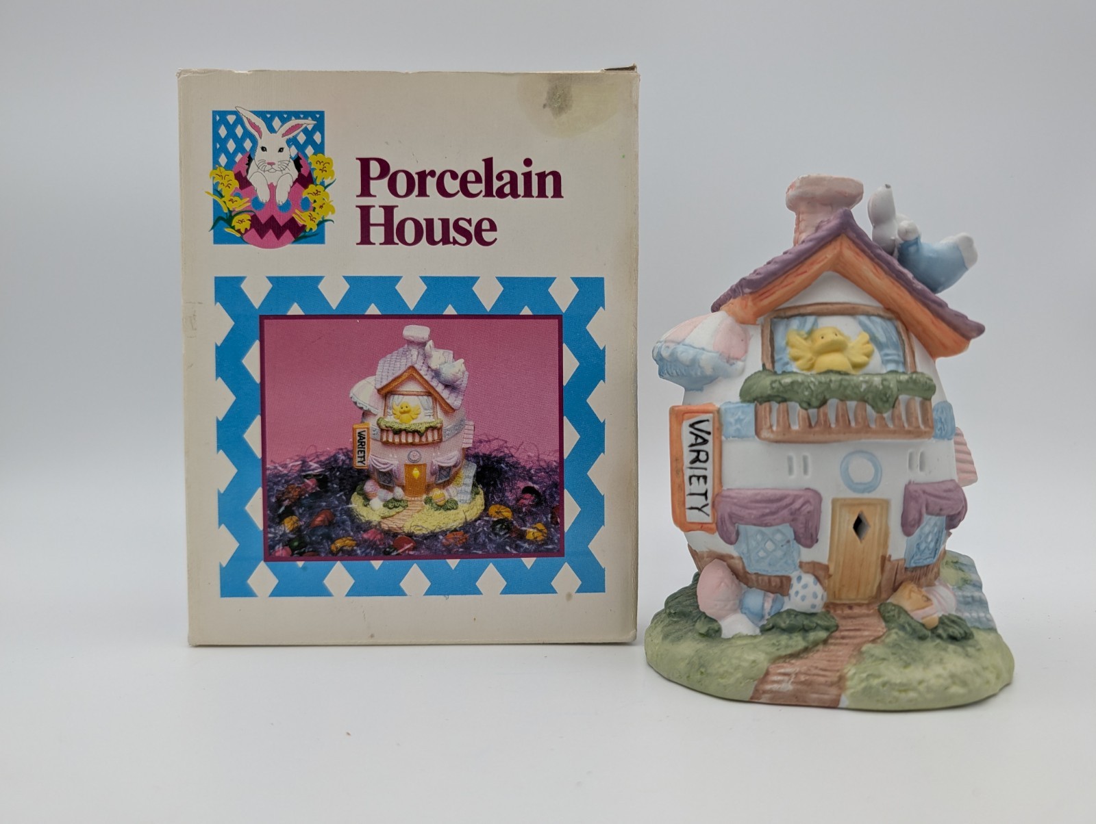 VTG Ceramic Easter Village House Easter Bunny Town – Missing Light