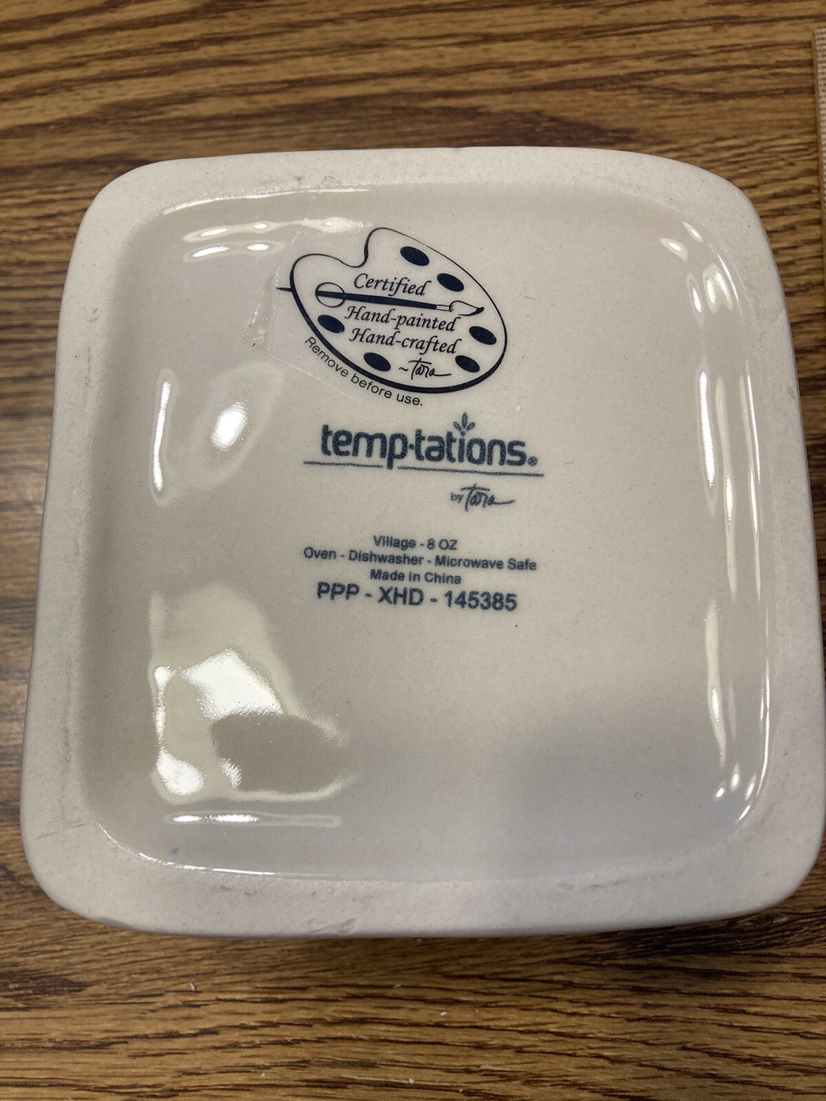 TEMPTATIONS CHRISTMAS VILLAGE HOUSE, 8 OZ. LIDDED CERAMIC RAMEKIN, 6” TALL