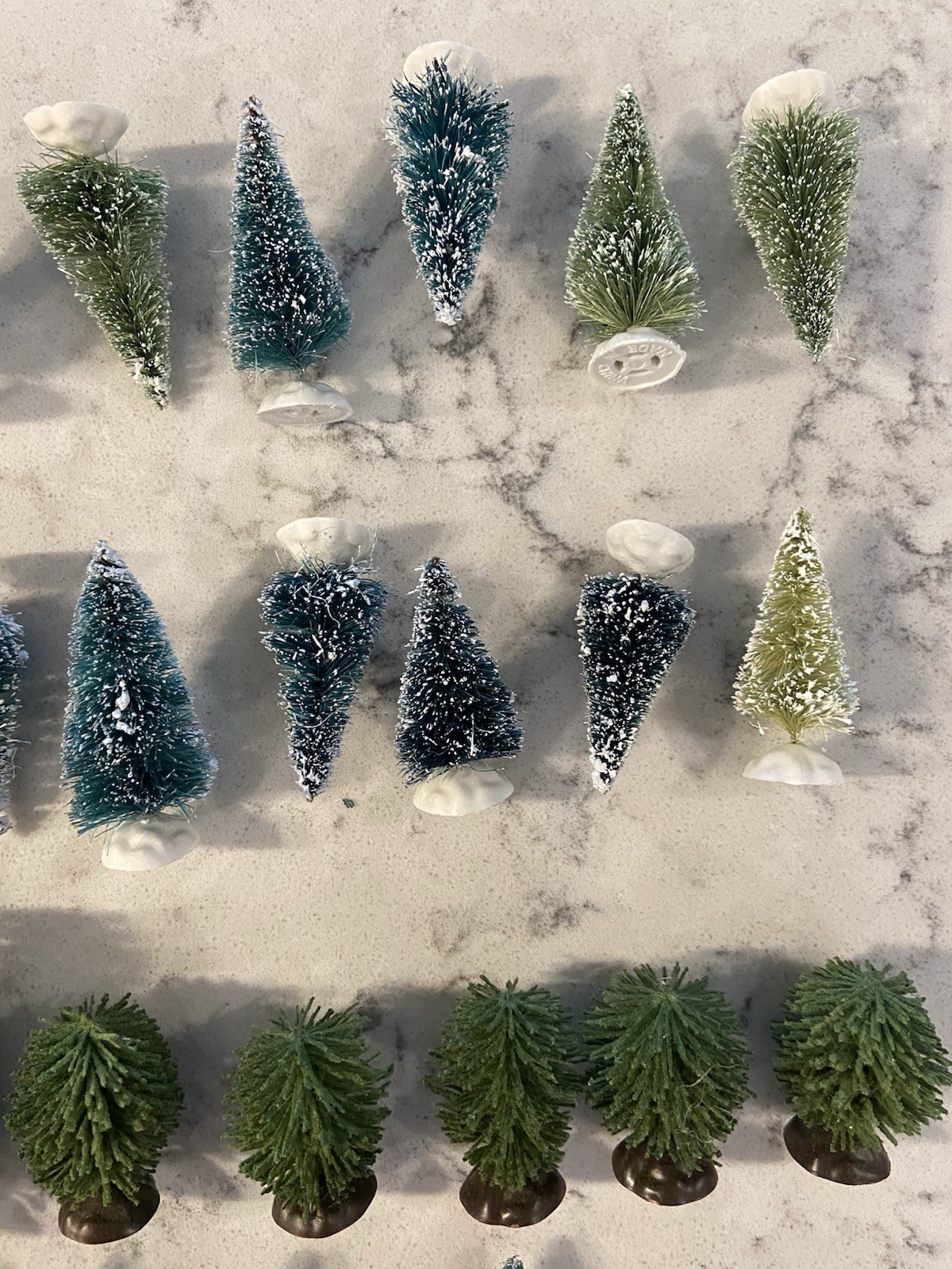 76 vintage Christmas village tree lot. Various colors and sizes.