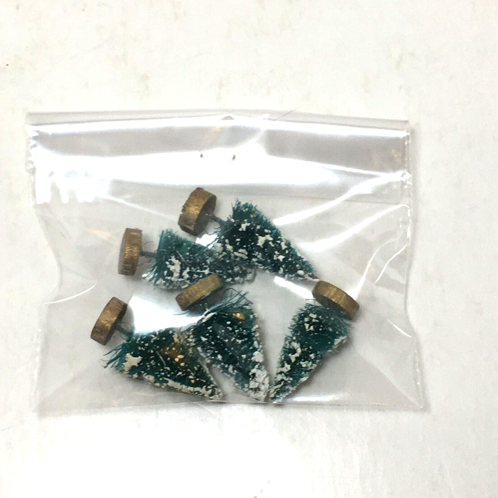 Mini trees 1.5″ green frosted sisal bottle brush evergreen craft train decor 5pk