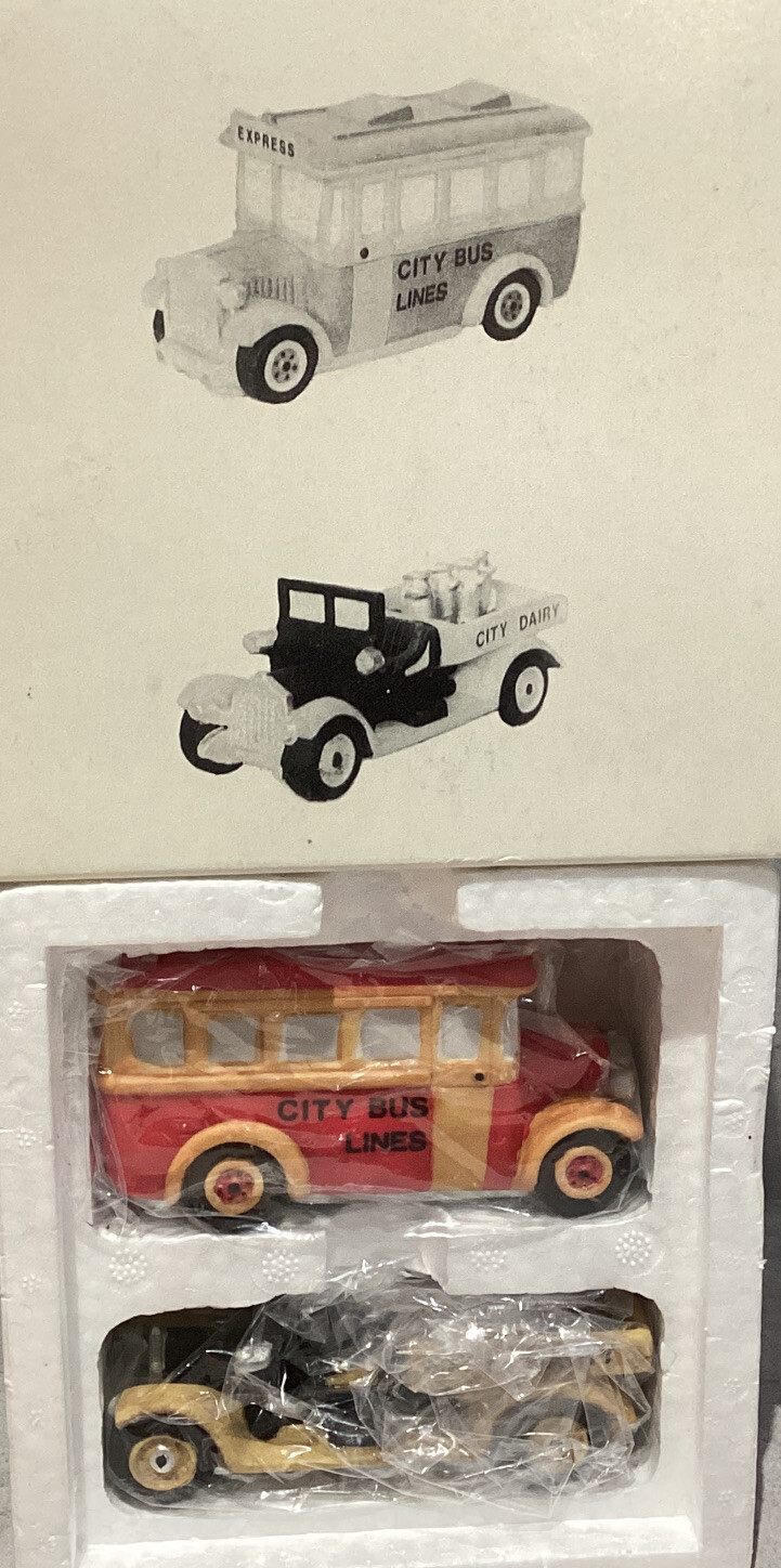 Dept 56 Heritage Village Transport # 5983-8 City Line Bus & City Dairy Truck