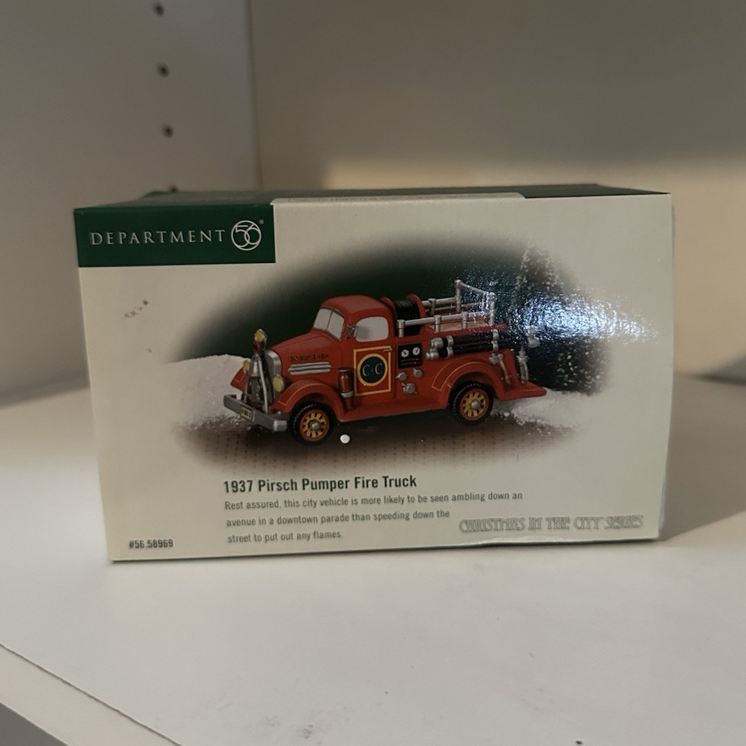 Department 56 Christmas in the City 1937 Pirsch Pumper Fire Truck Ceramic Red