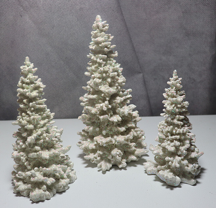 Dept 56 Set of 3 Snow Covered Trees 9×5″,8×4″, 7×3.5″ in Box