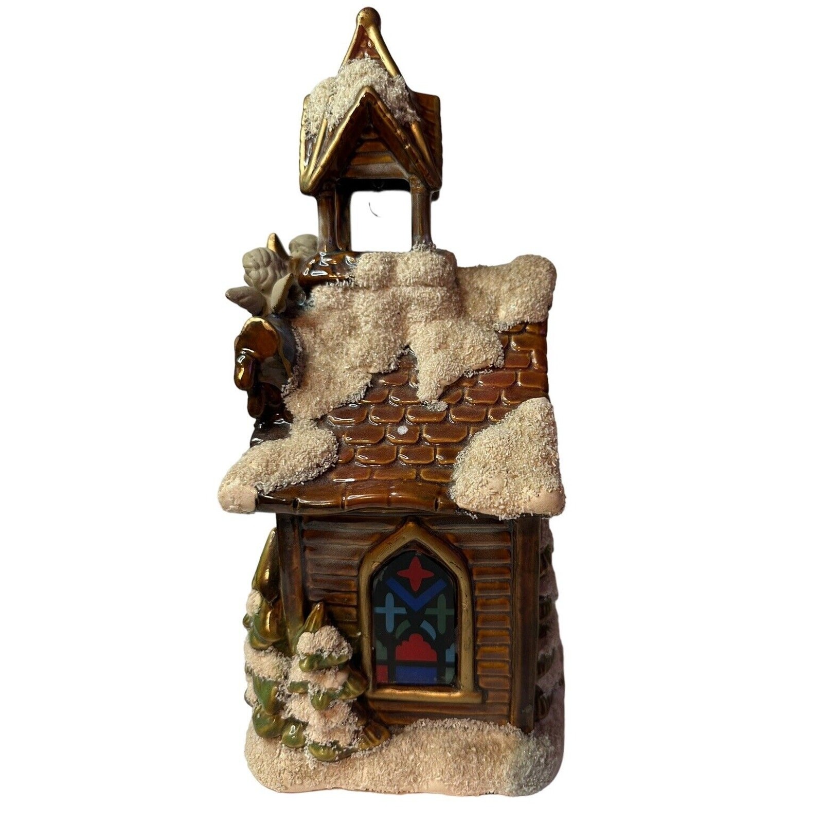 Christmas Nativity Golden Treasures Ceramic Church Lamp Baby Jesus Mary Joseph