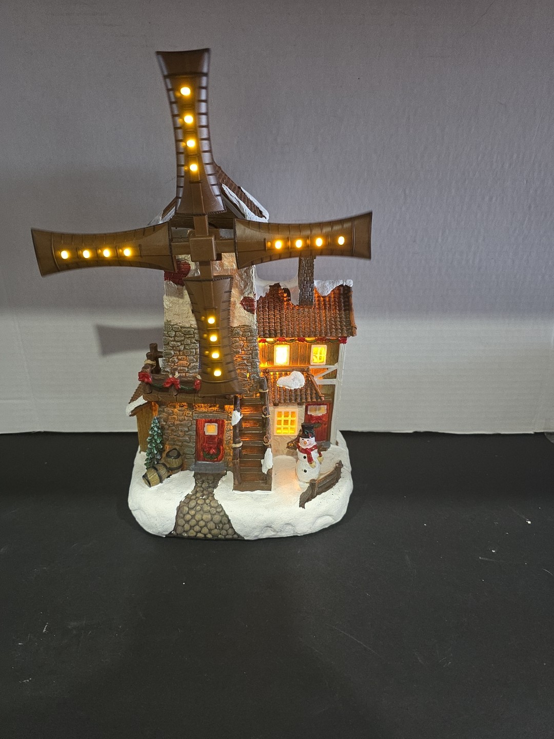 Christmas Village Lighted ANIMATED WINDMILL Holiday Led