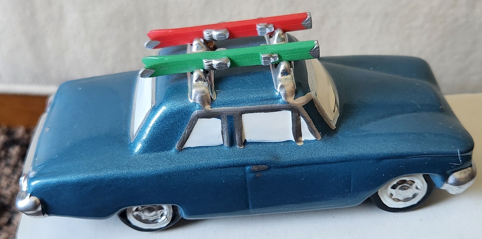 Vintage Dept. 56 Snow Village 3 pc Ceramic School Bus/Car/Basketball Set