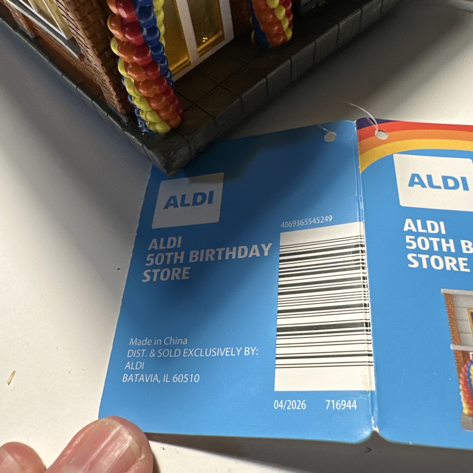 Aldi 50th Birthday Light Up Store Building Village 7 X 4” NWT (Damaged Roof)