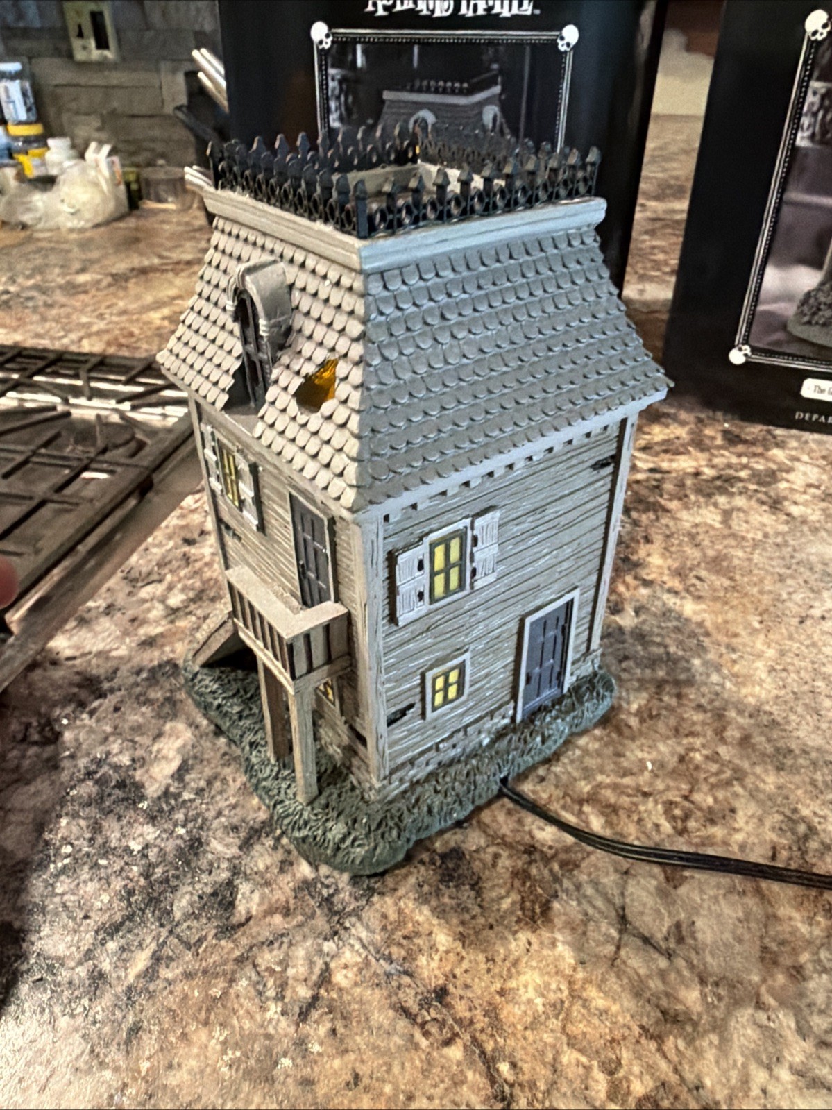 Lot Of 2 Dept 56 The Addams Family Carriage House/Gazebo At Moonlight VG! READ👇