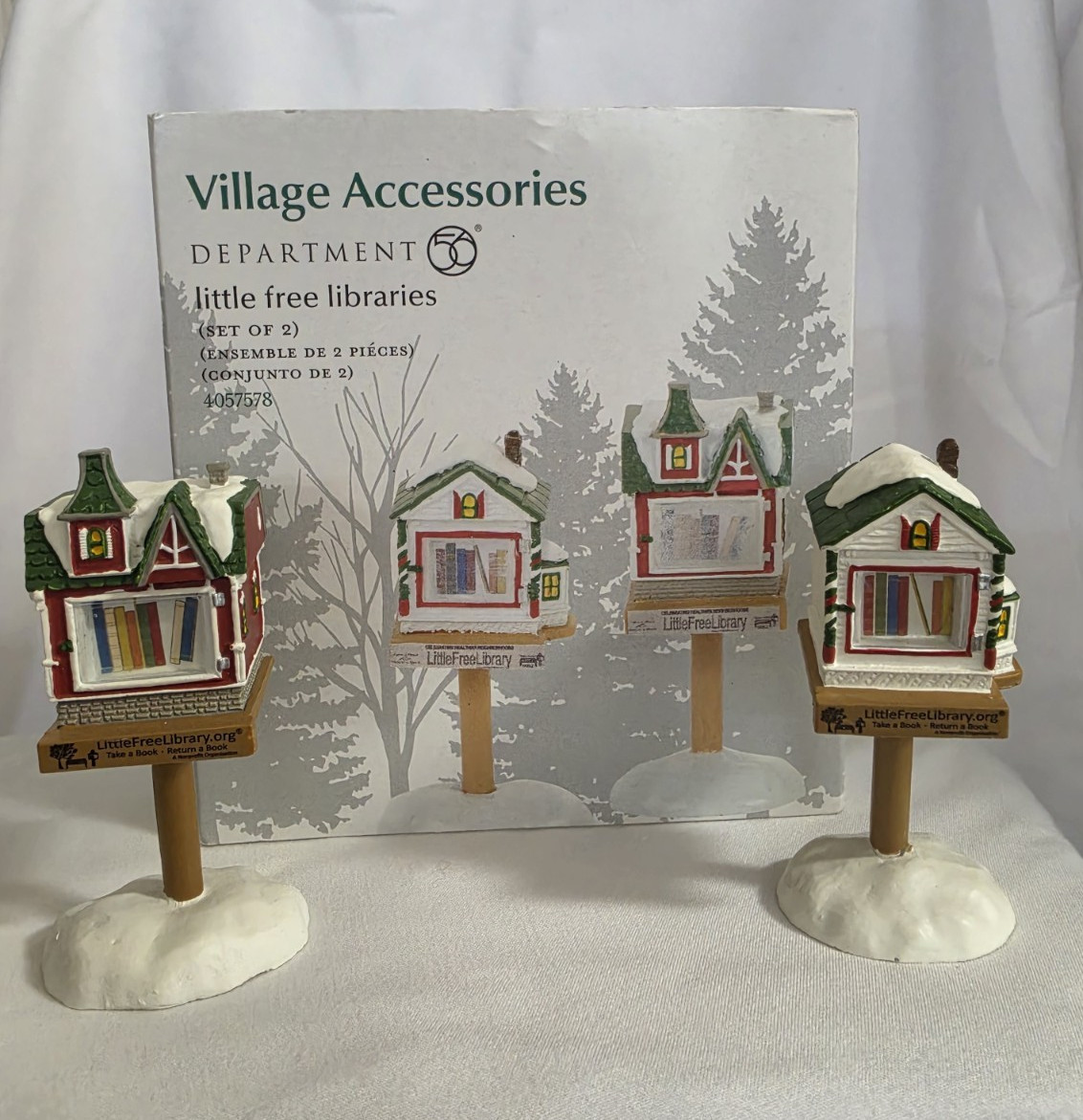 Department 56 Little Free Libraries #4057578 Signed 2017 Artist Signed Set w/ Bo