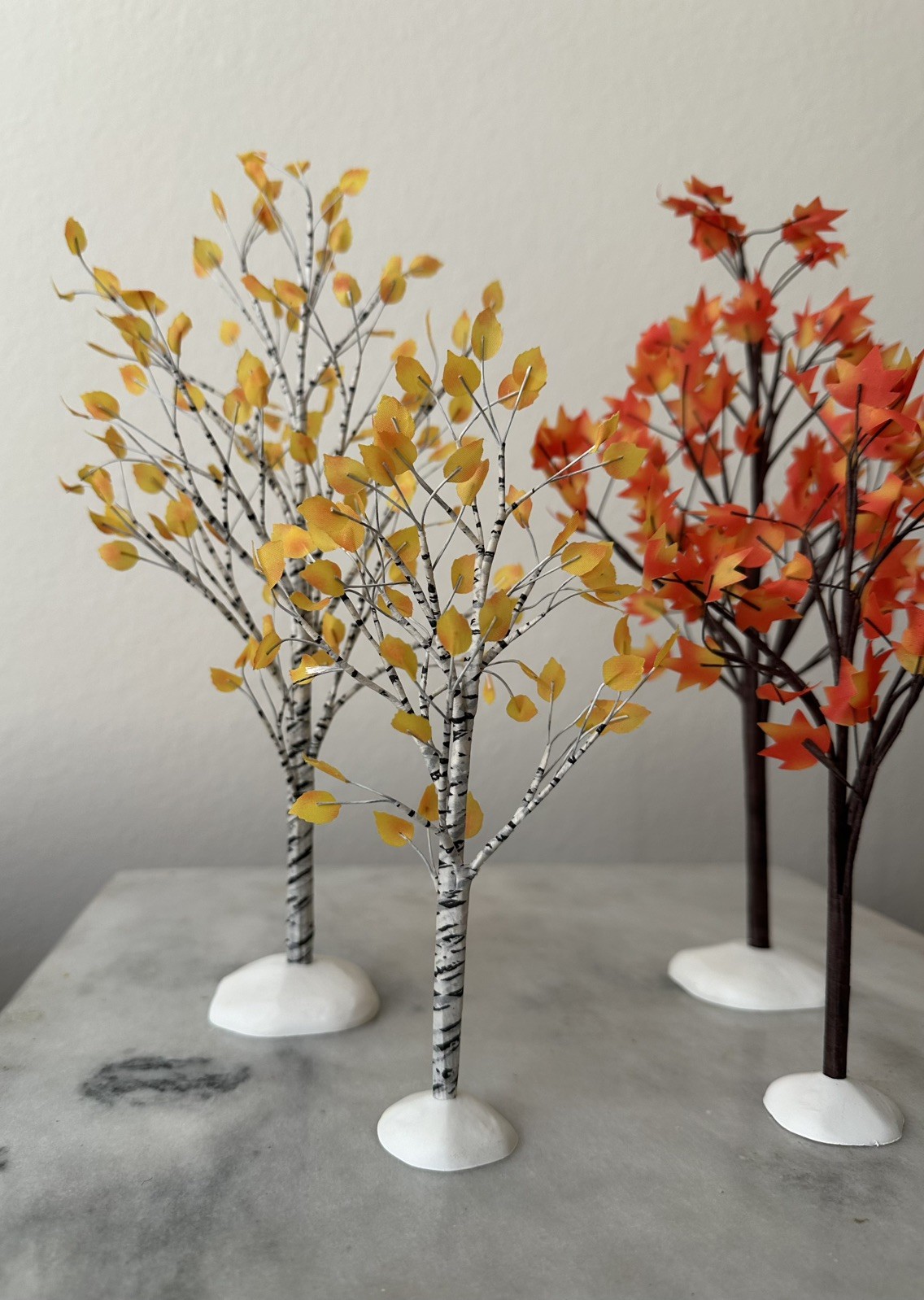 Department 56 Village Accessory Set 4 Autumn Maple & Birch Trees Fall Halloween
