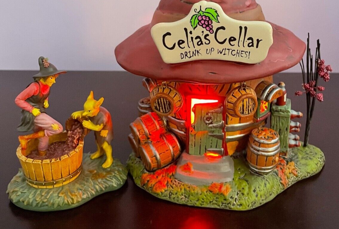 Dept 56 Halloween- Celia’s Cellar sold w/ Witch a Brew’n- NIB, Ceramic, Rare Set