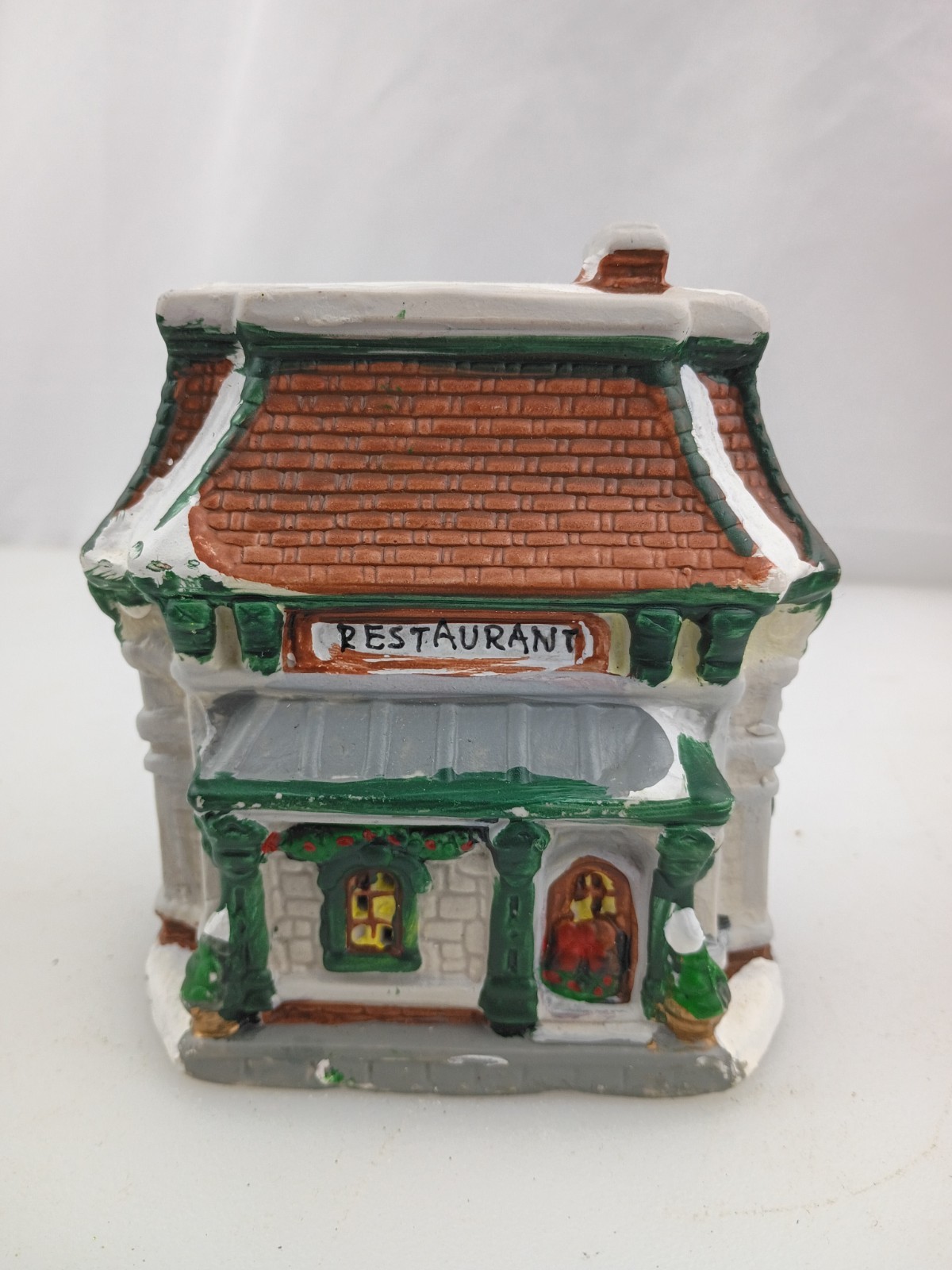 4 ” Mini Christmas Village Town RESTAURANT House Decoration