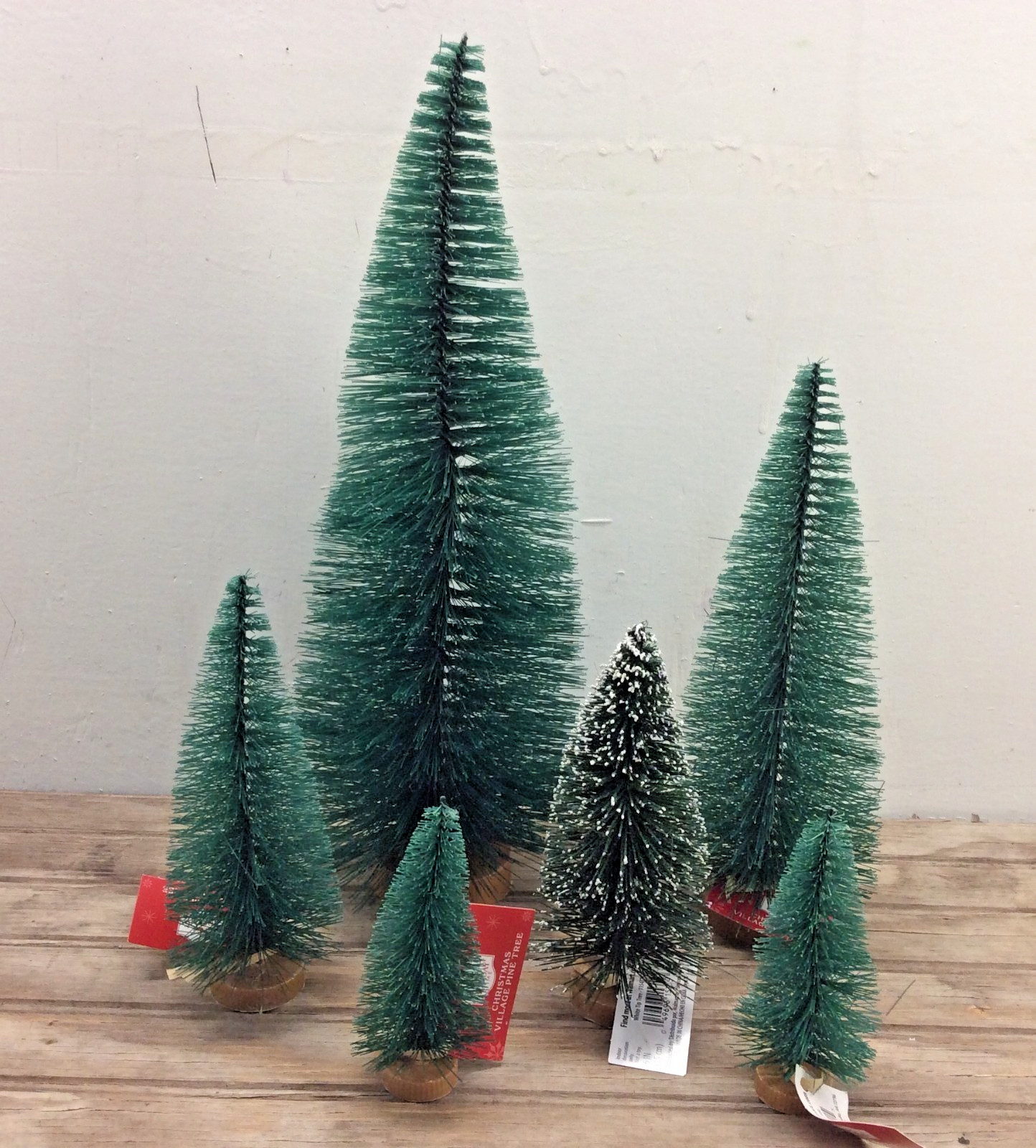 Holiday Time Village Mini Bottlebrush Christmas Trees Tabletop 4 Sizes 6 Pc #2