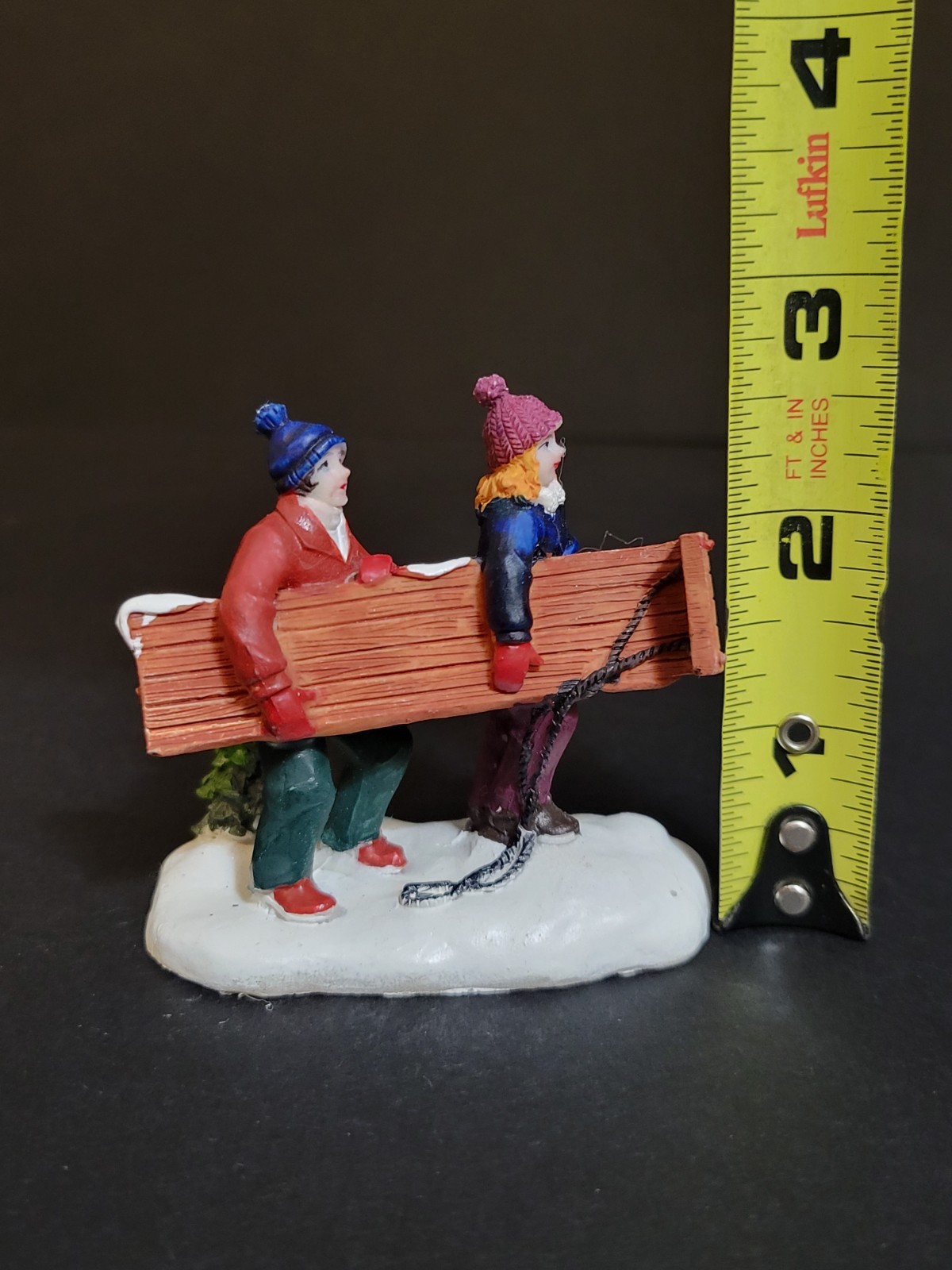 Holiday Time Santas Workbench Christmas Village Children Sledding Sled Toboggan
