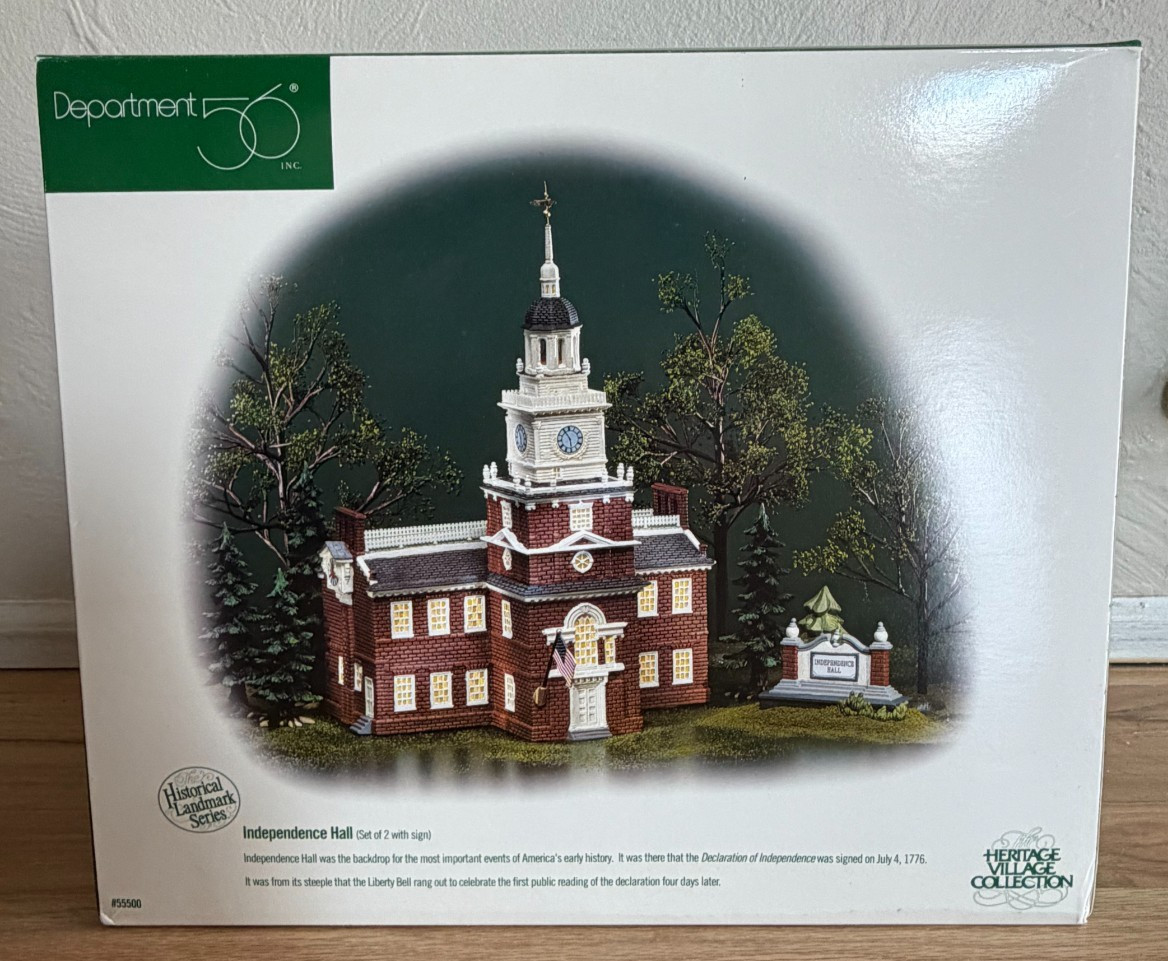 Dept 56 Independence Hall Heritage Village Historical Landmark 55500- UNTOUCHED!