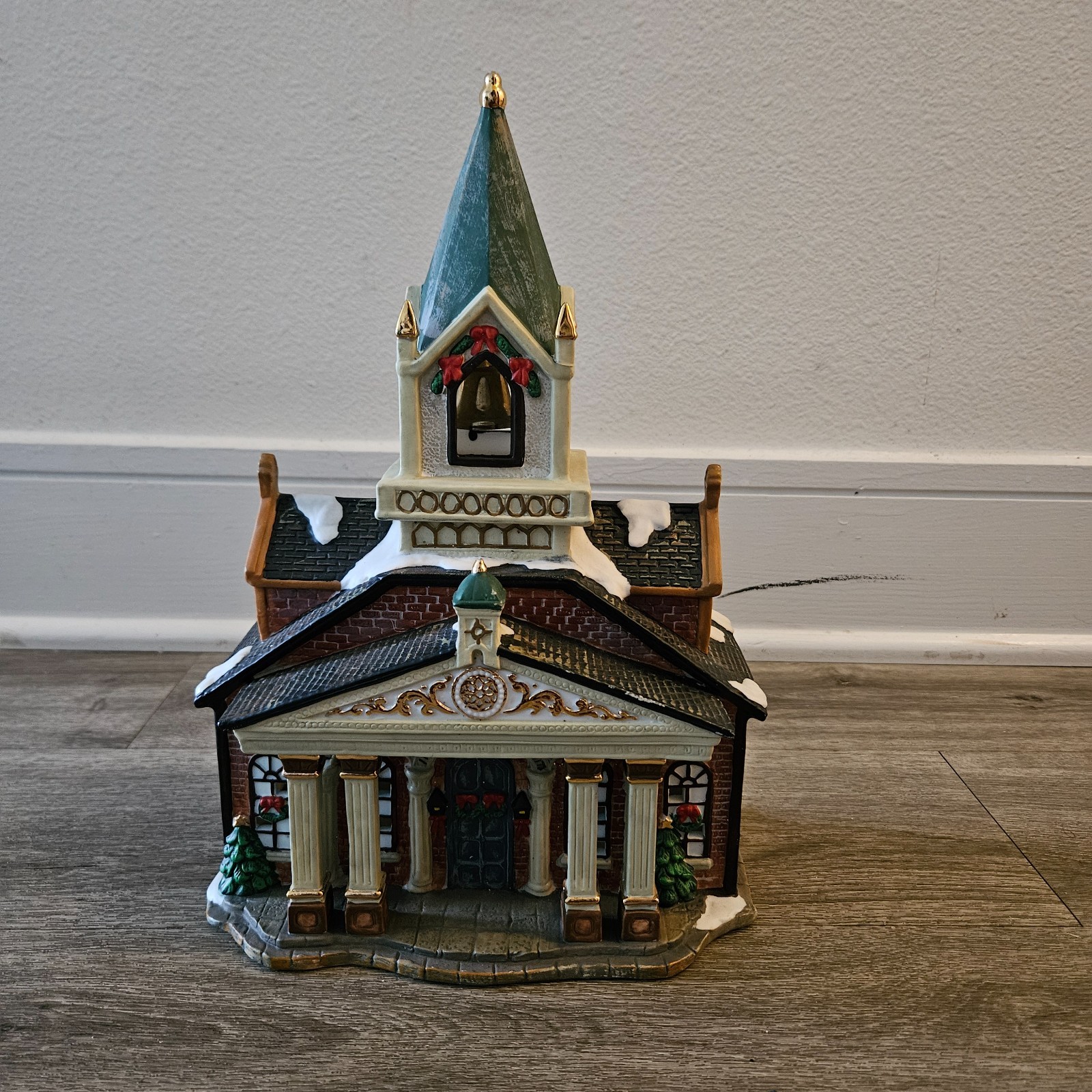 Galleria Christmas Village Hand Painted Church Holiday Porcelain DAMAGED