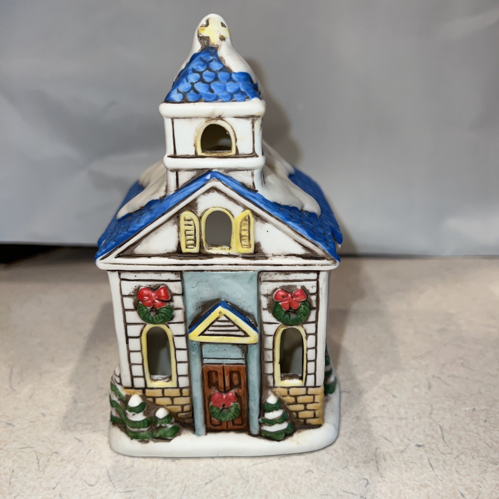 Lefton Byron Wood 1988 Hand-Painted Tea Light Colonial Village Church #06986