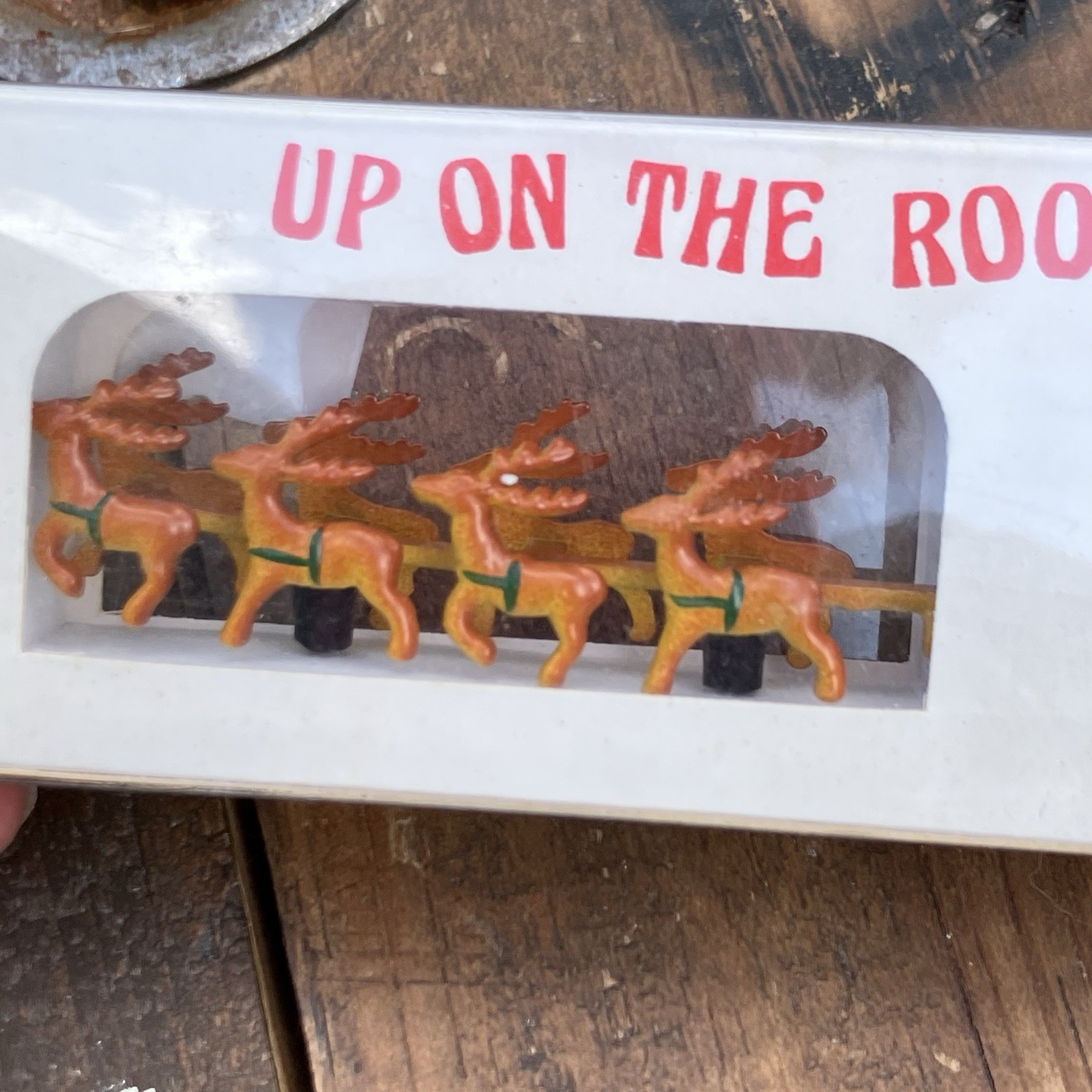 Department 56 Up On The Roof Top Santa Sleigh & Reindeer Miniature #5139-0 VTG