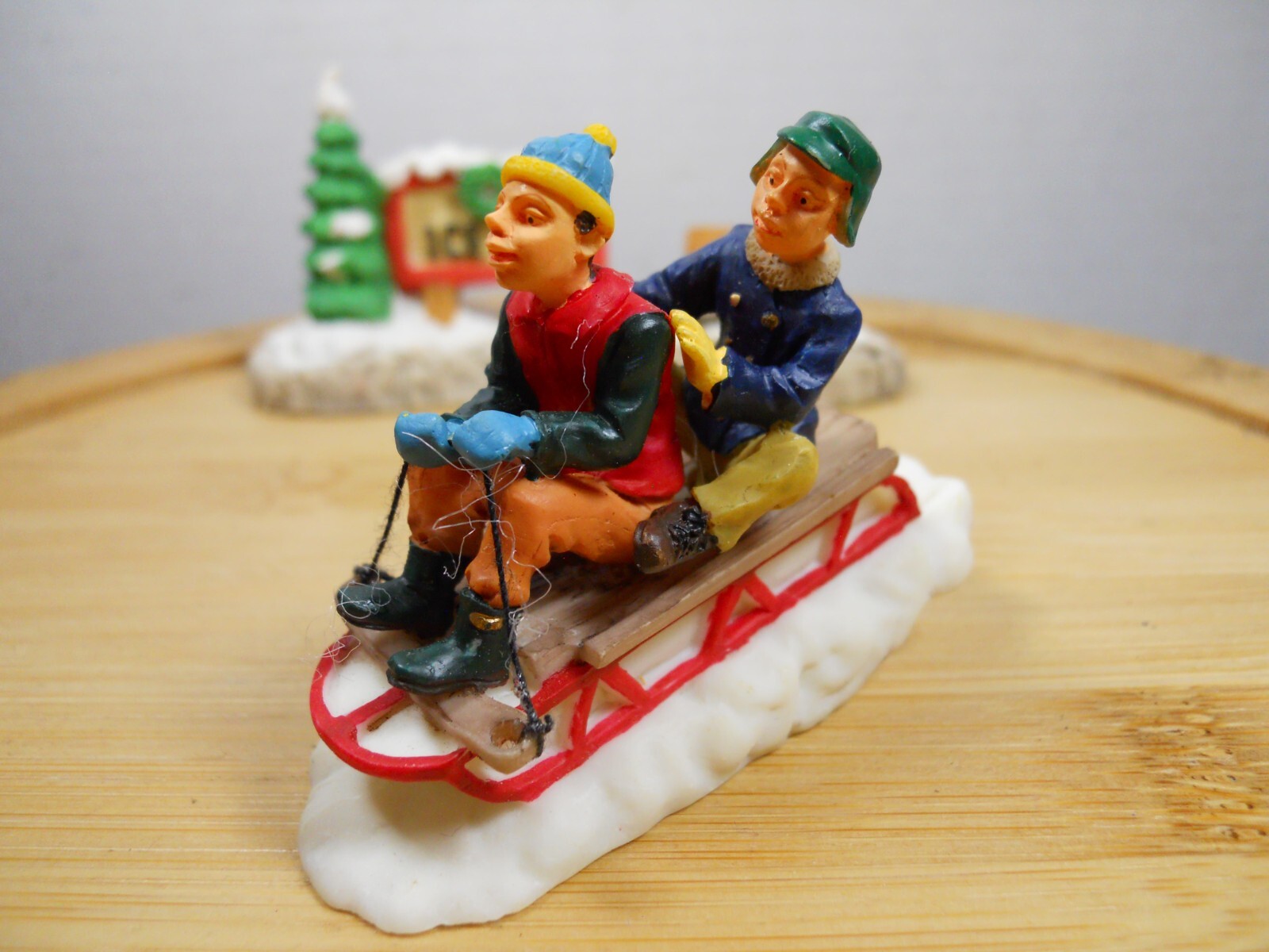 vintage lot Christmas winter ceramic wood composite figures decor toy