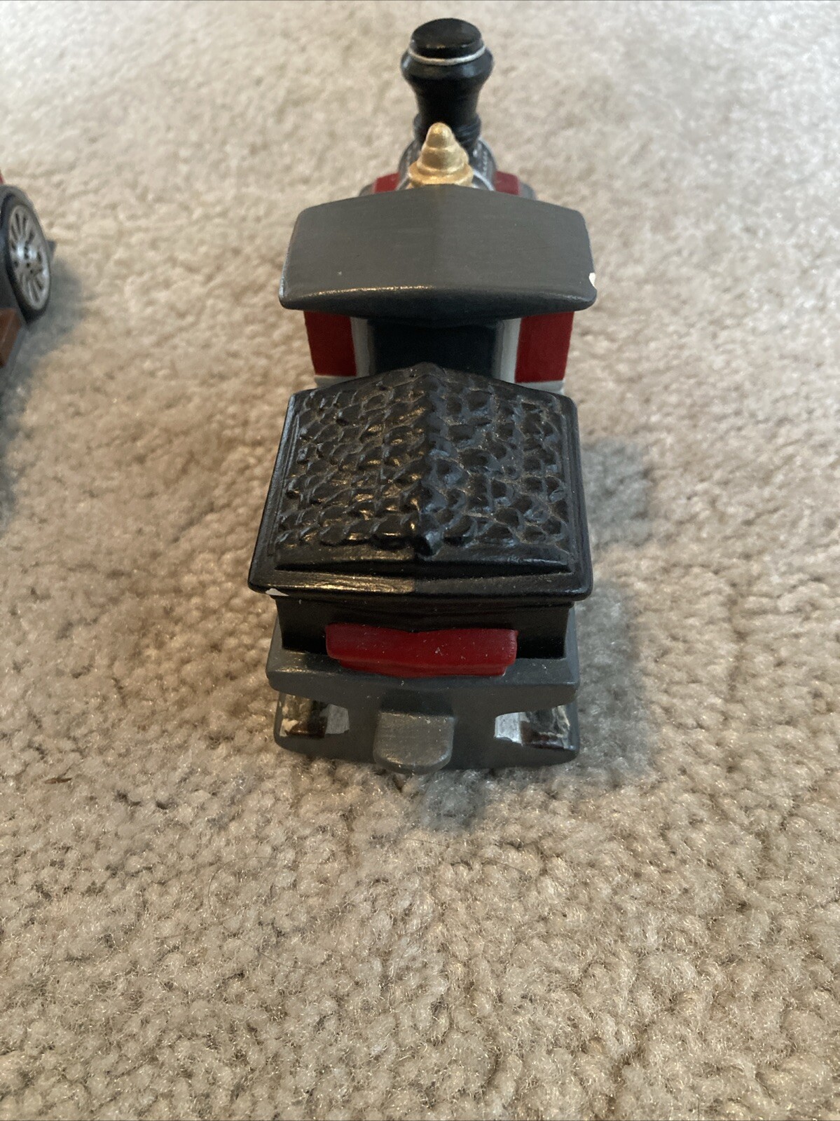 2 Vintage Byron Molds Fire Engine And Train Ceramic Hand Painted *Small Chips*