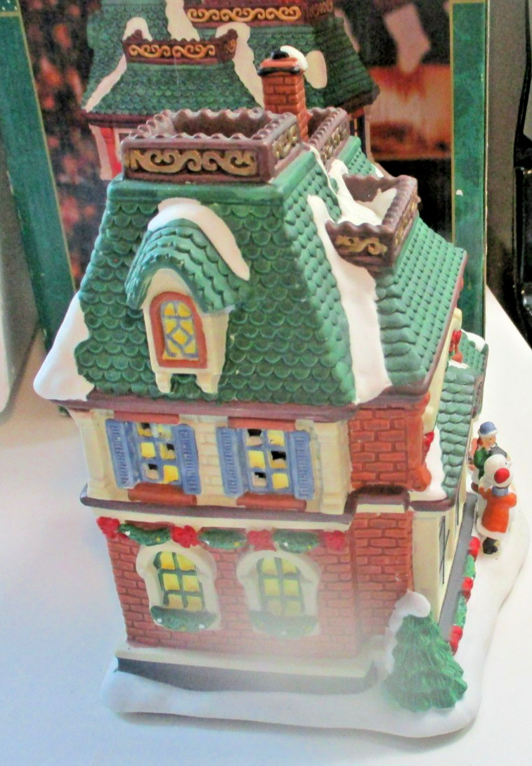 Vintage Trim A Home Country House with Lit Interior Scene & Trees
