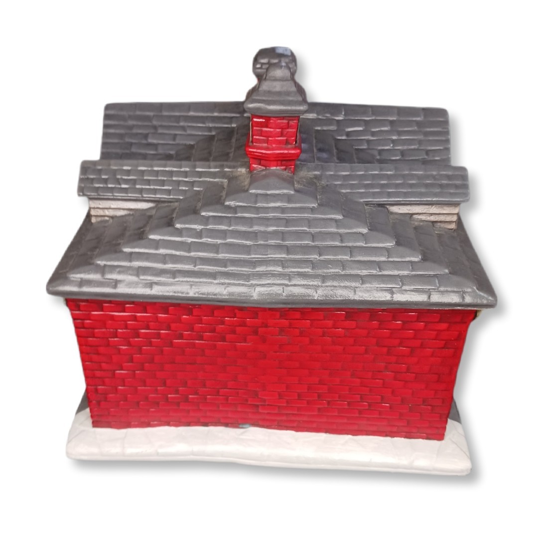 Vintage 1983 Byron Molds Fire Station Christmas Village Lighted House Ceramic